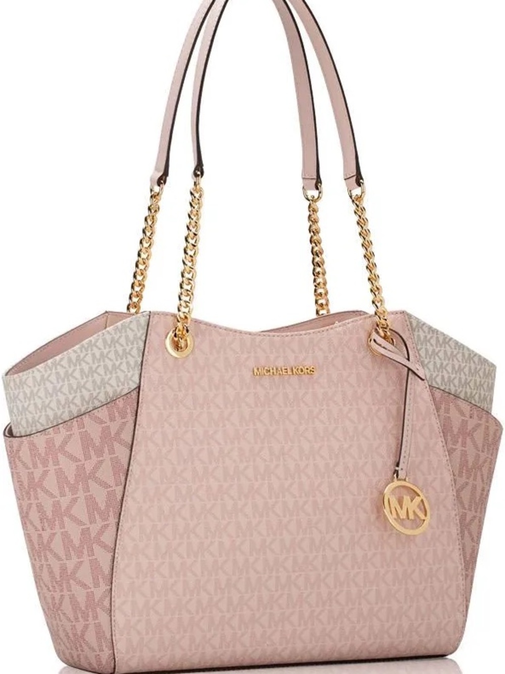 Michael Kors $558msrp Blush Pink Large Chain Jet Set Travel Tote Bag - Picture 5 of 9